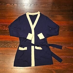 JCrew Navy Cashmere Cardigan With Belt